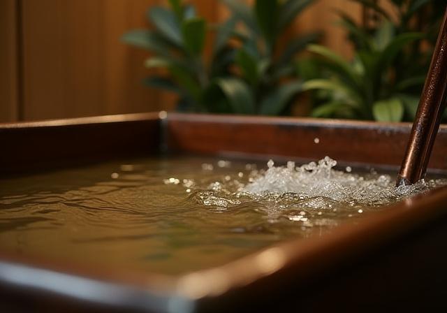A private, reservable onsen (Kashikiri) in a rustic Shigaraki-ware tub.